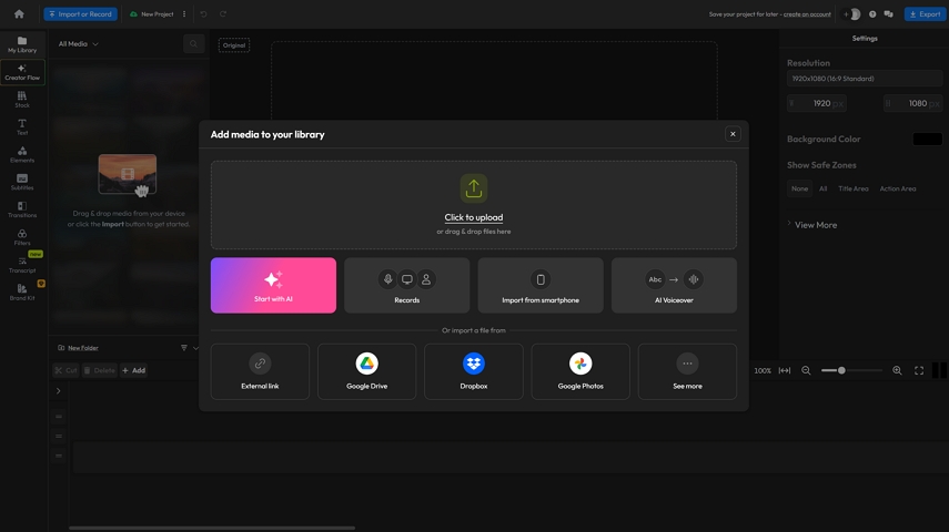 upload video to flixier background remover