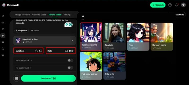 adjust settings domoai