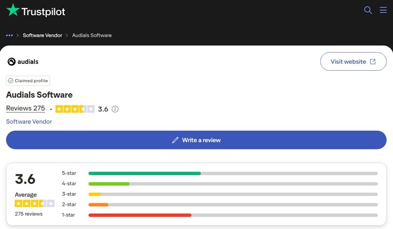 audials trustpilot review
