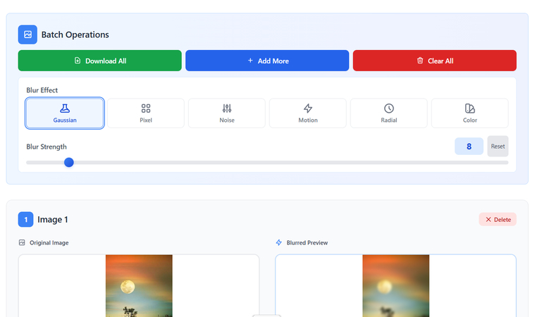online image blur tool with multiple blur effects