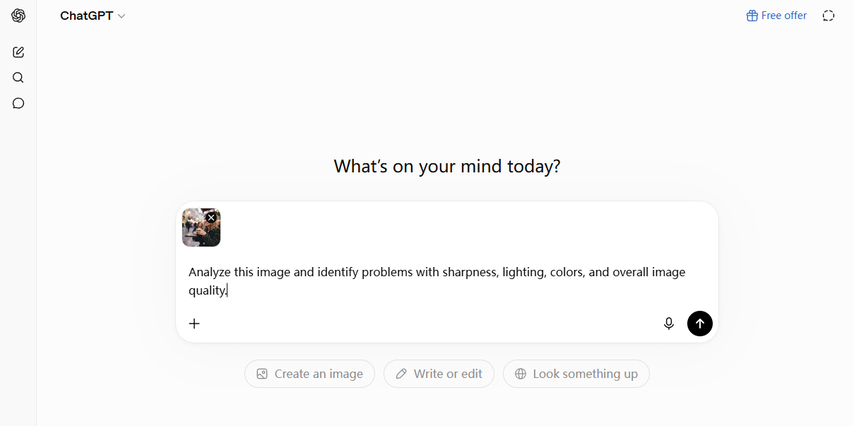 ChatGPT analyzing image quality problems
