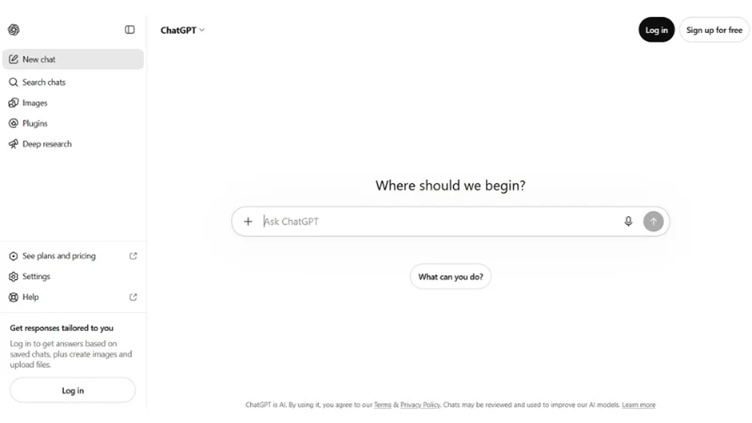 صفحة التسجيل في ChatGPT لإنشاء حساب مجاني