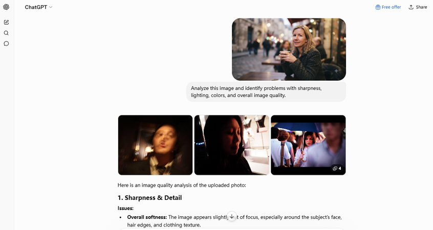 ChatGPT generating AI photo enhancement prompts