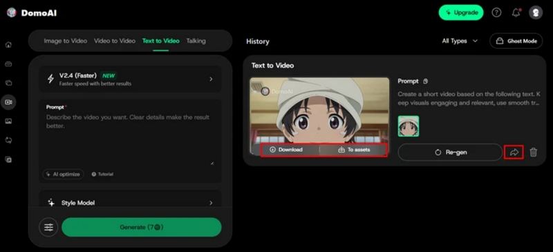 download share video domoai