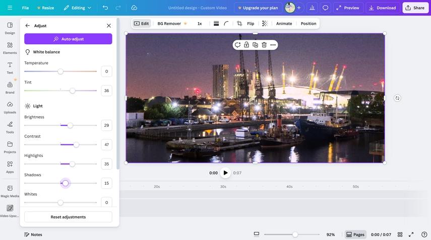 enhance video quality in canva