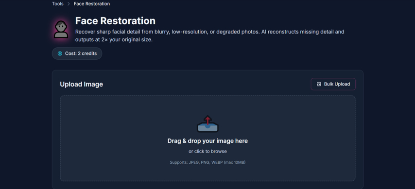 Uploading an image to EnhanceCraft