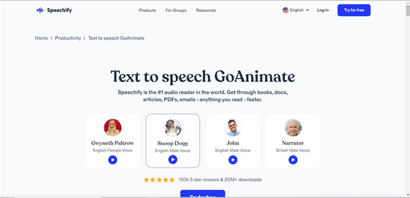 text to speech voice goanimate