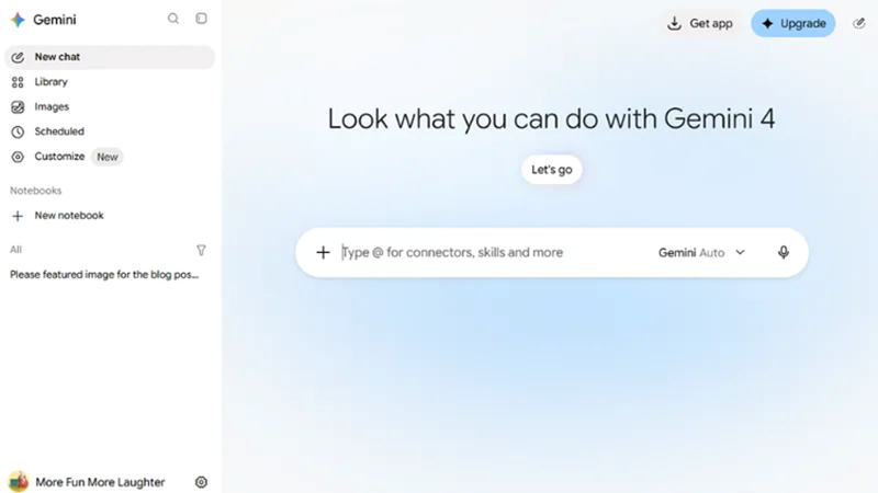 gemini workspace with its message input