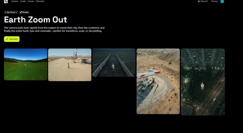 Higgsfield AI earth zoom in and out effect