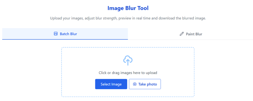 online image blur tool upload interface