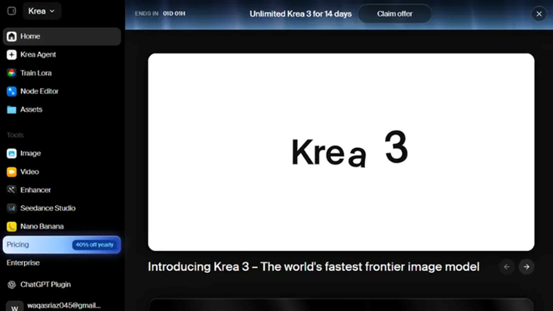 image tool selected in the krea sidebar