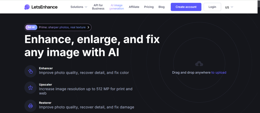 Let's Enhance web dashboard upscaling e-commerce product photos with AI