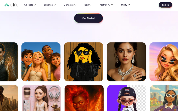 LiftApp AI interface for AI photo enhancement