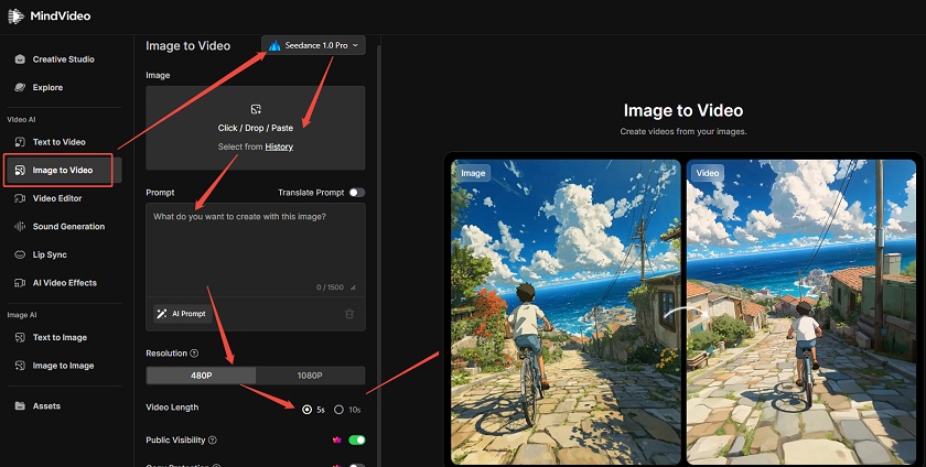 mindvideo ai image to video feature