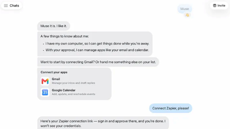 muse assistant suggesting apps during setup