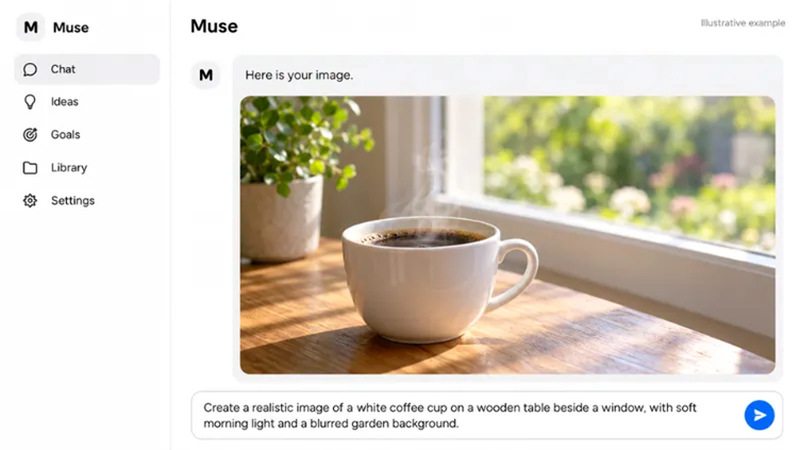 illustrative muse chat showing a coffee image