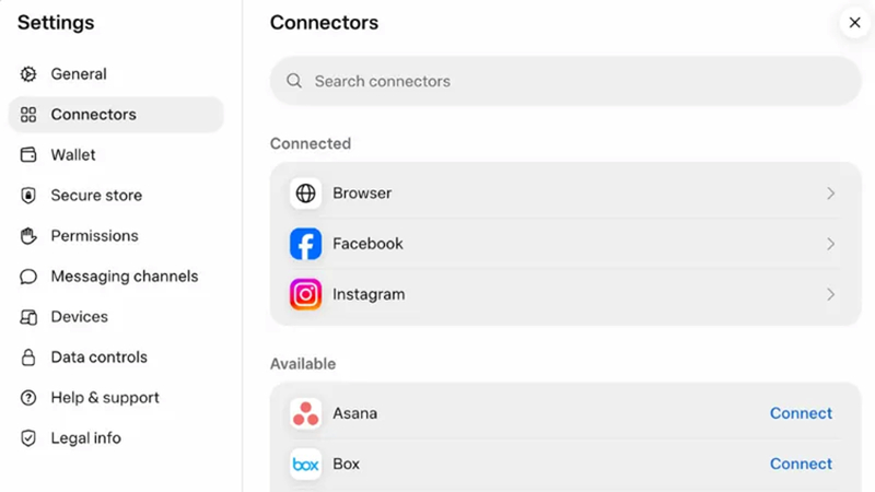 available app connections in muse settings