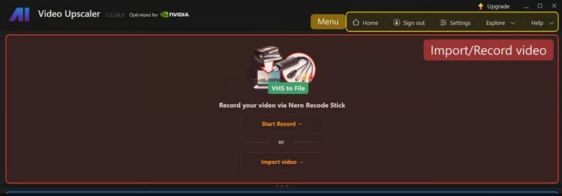 nero ai video upscaler import