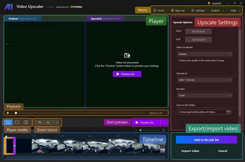 nero ai video upscaler upscale setting