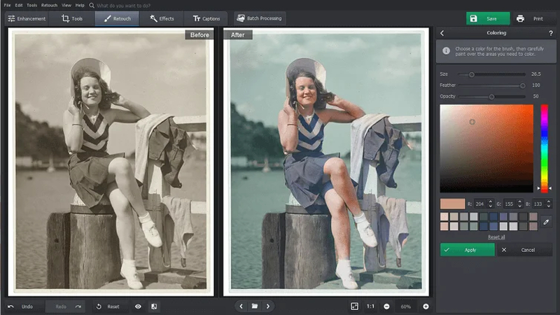 PhotoGlory AI colorization result