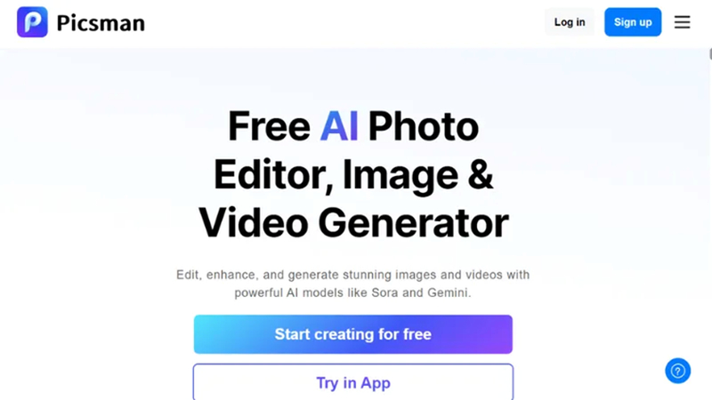 picsman ai official homepage view