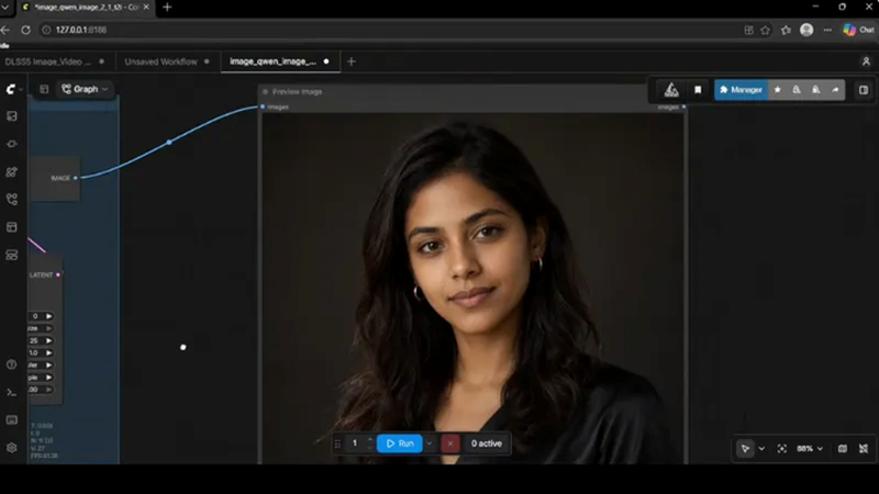 generated portrait within preview window