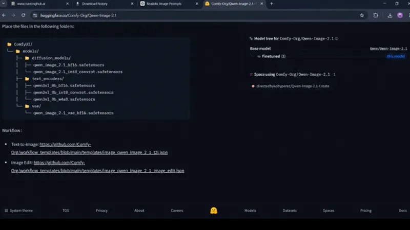 reference page showing workflow links