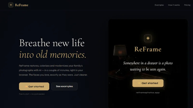 reframe ai tool for restoring and colorizing old photographs