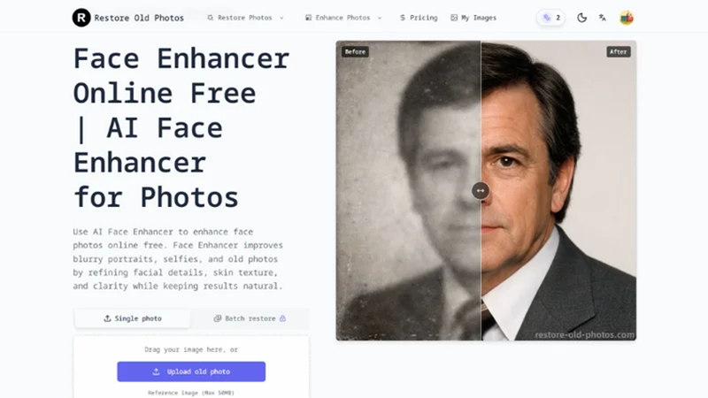 face enhancement on an old family portrait
