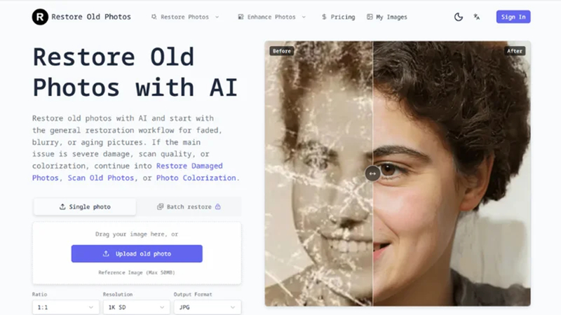 uploading an old photo to restore old photos online