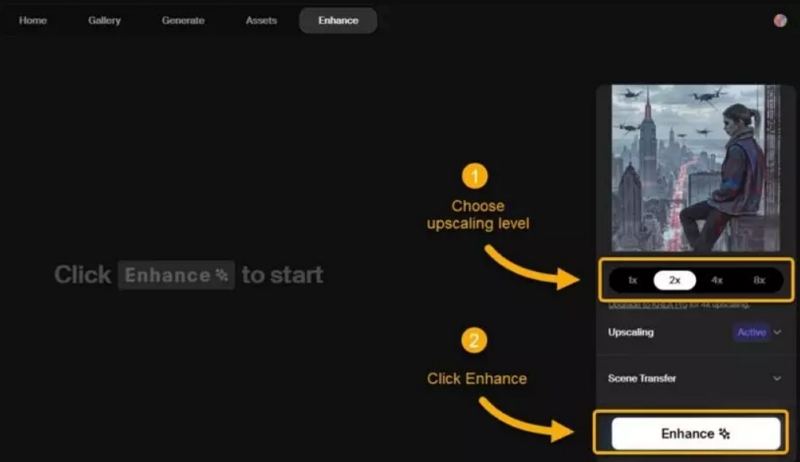 enhance level auswählen