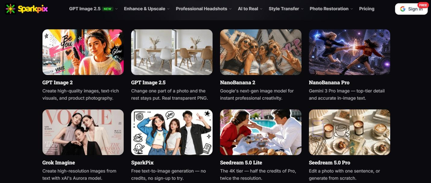 sparkpix ai 사진 편집 기능