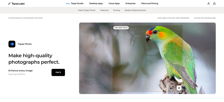 homepage screenshot von topaz photo ai