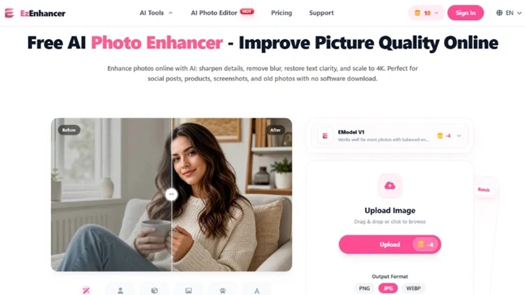 uploading a blurry photo to ezenhancer ai