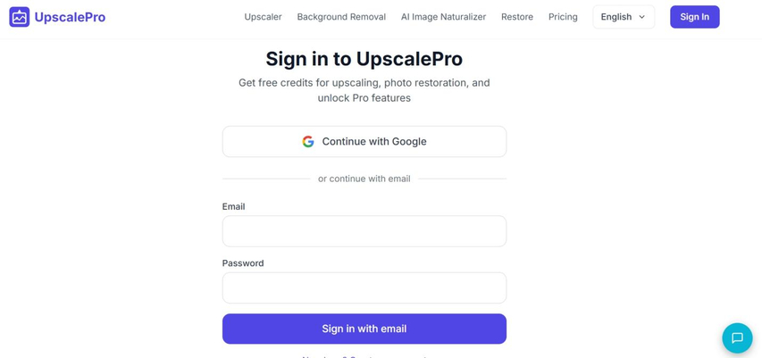 sign in to upscalepro ai online