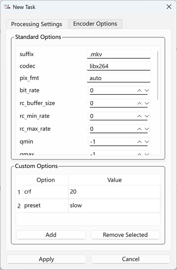 video2x upscale encoder settings