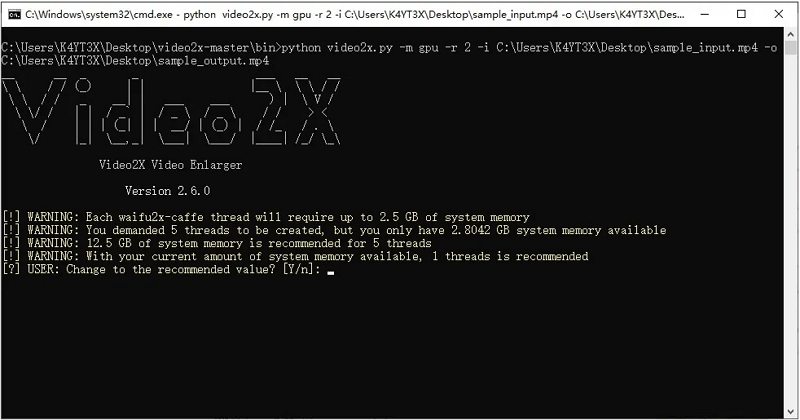 video2x melhorador de resolução de vídeo