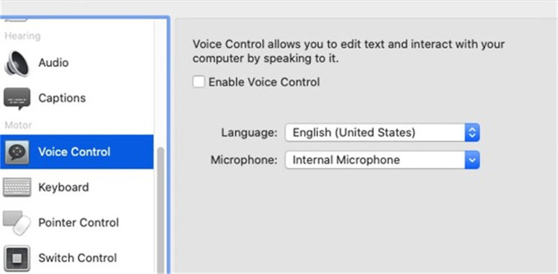 desactivar la opción de control por voz