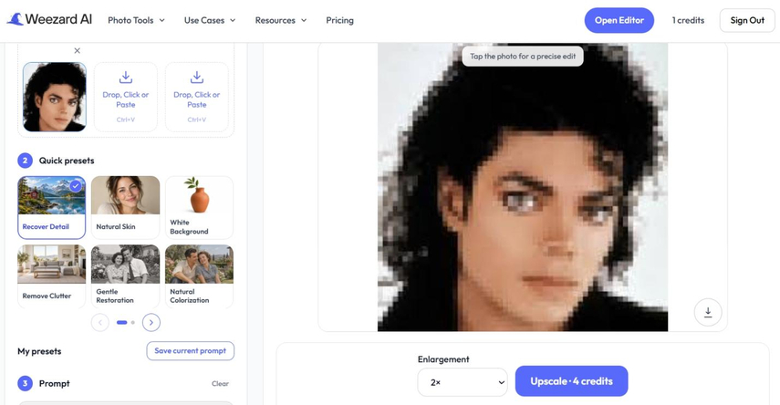 upload a photo to weezard ai editor