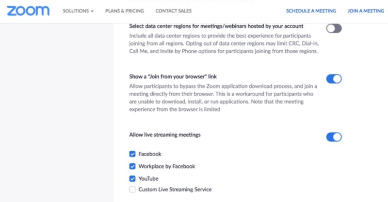 stream Zoom meeting to Facebook Live