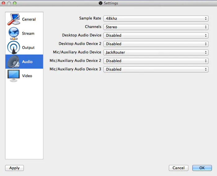 obs audio settings for recording