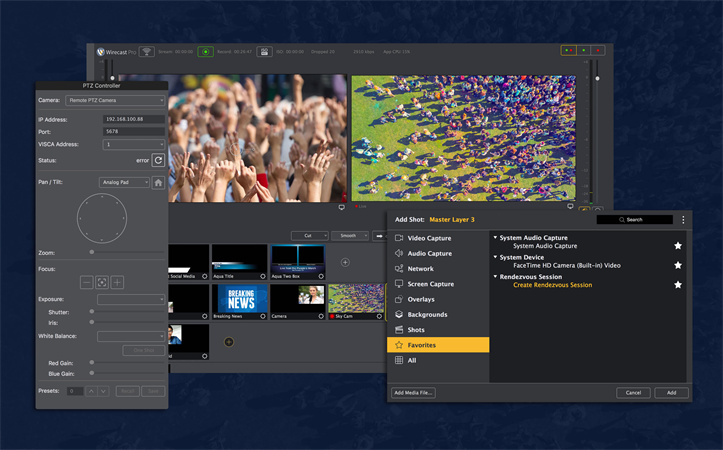 Wirecast 스트리밍 소프트웨어
