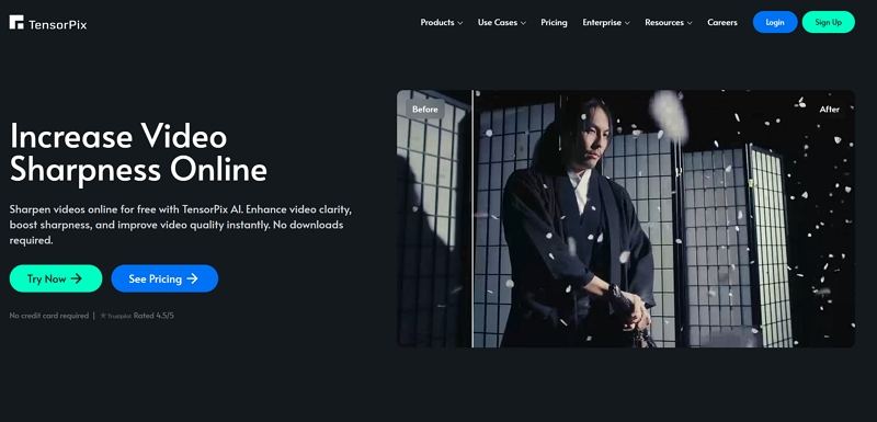 tensorpix increase video sharpness online