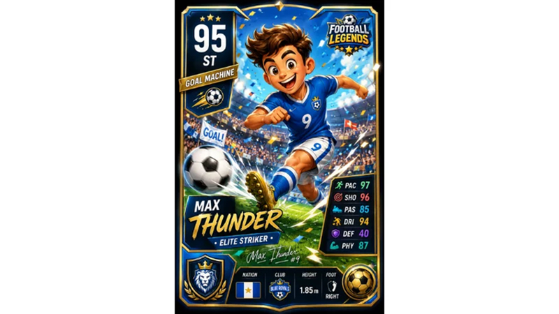 cartoon football card