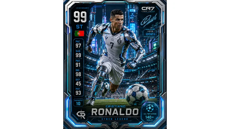 futuristic football hero card