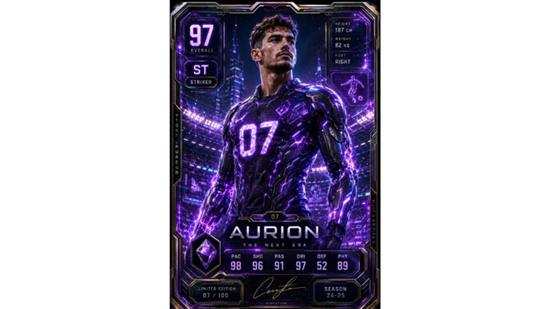 futuristic football player card