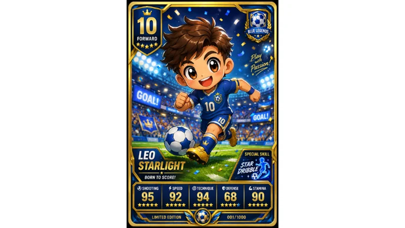 cartoon football player card