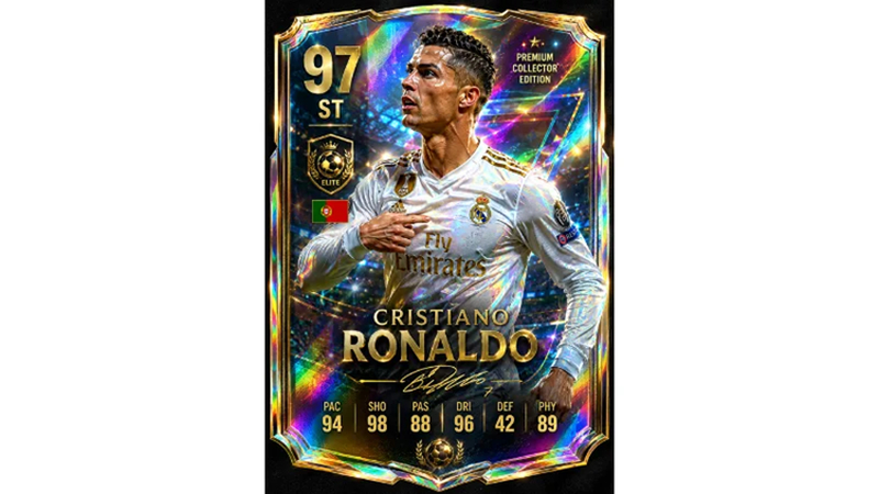 holographic football striker card