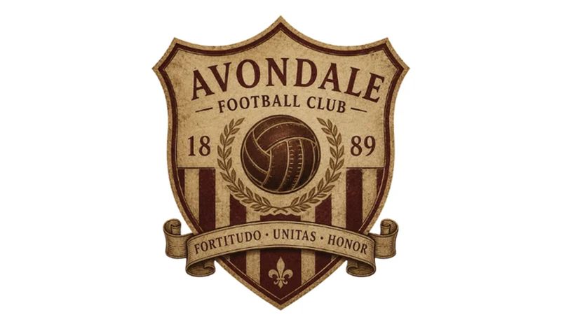 vintage football crest with laurel leaves