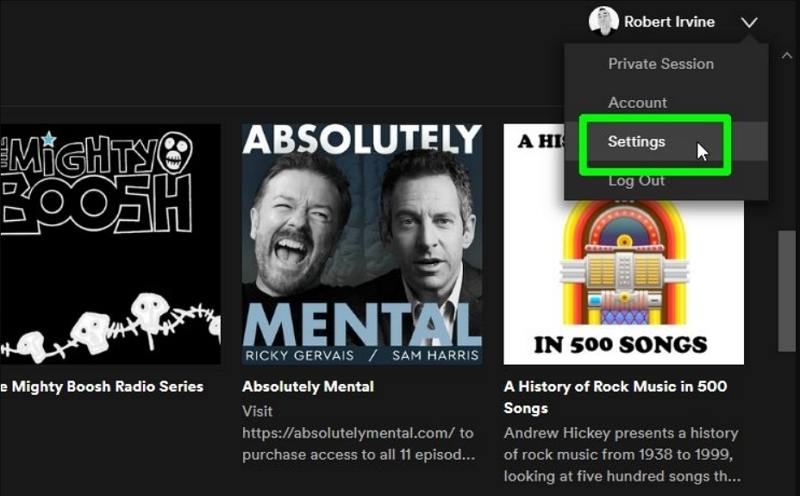 elige la configuración de spotify